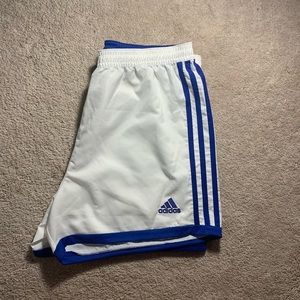 Adidas white with blue strip athletic shorts